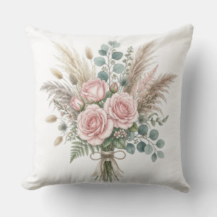 Decorativo Elegante ramo floral Boho rosa rubor cojín