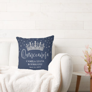 Decorativo Elegantes destellos Quinceañera cojín azul marino