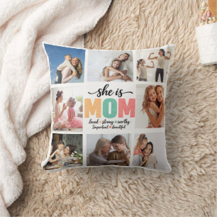 Decorativo Ella es la mamá Cojín con collage de fotos