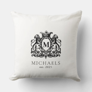 Decorativo Escudo Real Elegant Wreath Monograma Cojín decorat