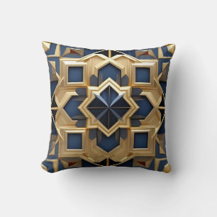 Decorativo Estrella geométrica de la marina y el oro - Cojín