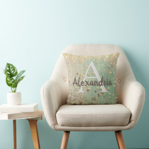 Decorativo Estrellas de oro en monograma sobre el Cojín decor