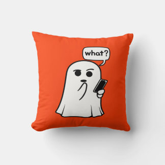Decorativo Fantasma con el teléfono "¿Qué?" Cojín