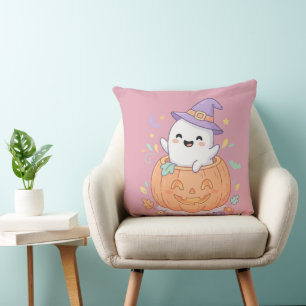 Decorativo Feliz Halloween adorable cojín de fantasma de cala