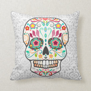 Decorativo Feliz Muertos - cráneo del azúcar en el Cojín