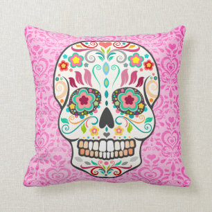 Decorativo Feliz Muertos - cráneo del azúcar en el Cojín