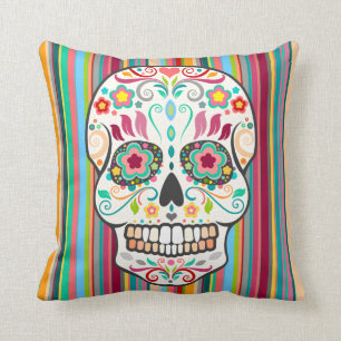 Decorativo Feliz Muertos - cráneo del azúcar y Cojín