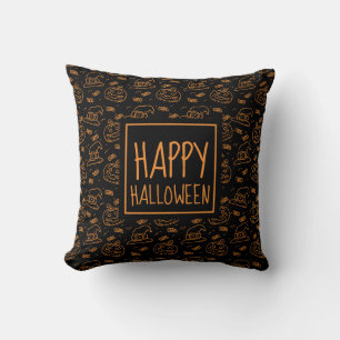 Decorativo Feliz patrón Ditzy de Halloween   Cojín