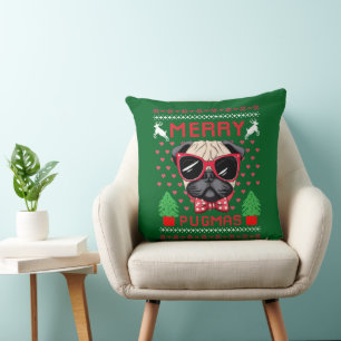 Decorativo ¡Feliz Pugmas! Cojín