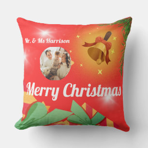 Decorativo Foto y nombre de la familia de Navidades de Cojín