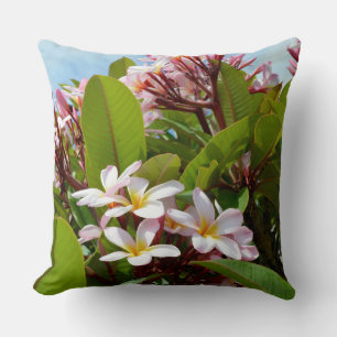 Decorativo Frangipanis Rosados Sobre Un Árbol, Un Gran Cojín 