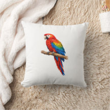 Funda de cojín acuarela de guacamayo escarlata vib