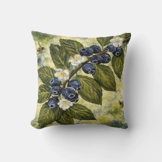 Decorativo Funda de cojín botánico de arándano azul acuarela
