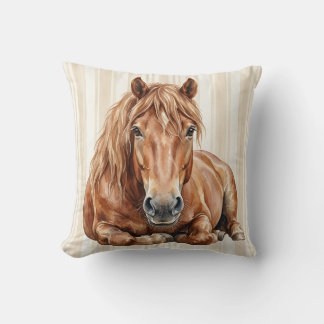 Decorativo Funda de cojín de caballo de tiro acuarela