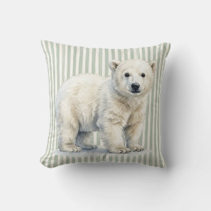 Decorativo Funda de cojín de cachorro de oso polar acuarela