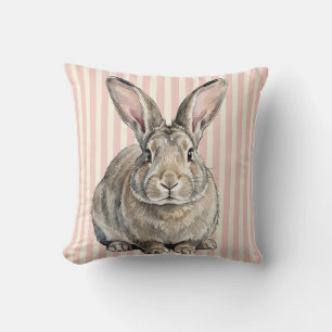 Decorativo Funda de cojín de conejo gigante flamenco acuarela