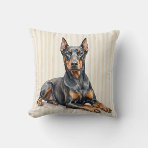Decorativo Funda de cojín de Doberman Pinscher acuarela