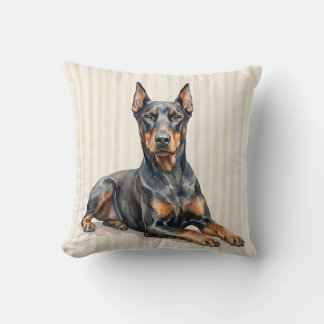 Decorativo Funda de cojín de Doberman Pinscher acuarela