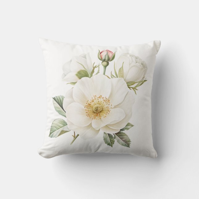 Decorativo Funda de cojín de flor de jardín blanco (Anverso)
