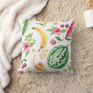 Decorativo Funda de cojín de frutas tropicales acuarela