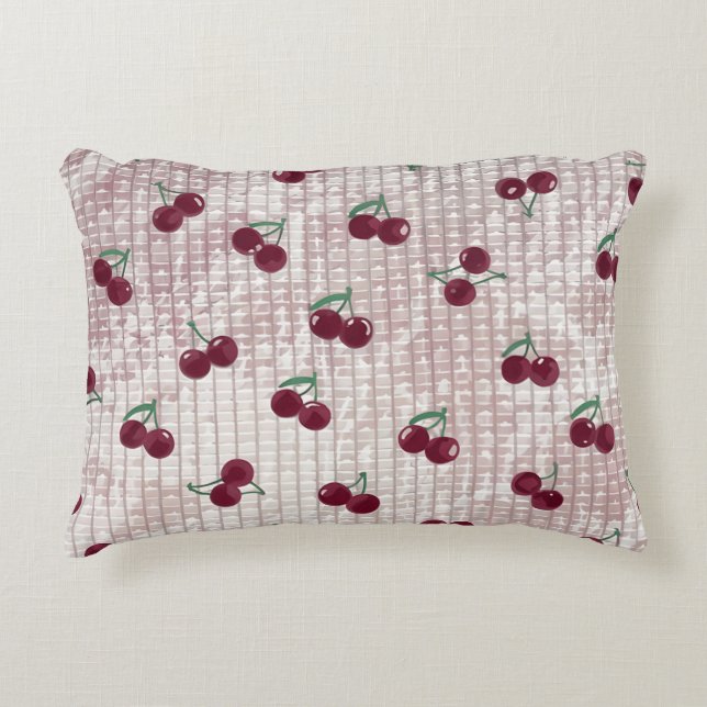 Decorativo Funda de cojín de ganchillo de cereza – Rosa Paste (Anverso)