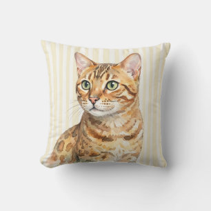 Decorativo Funda de cojín de gato Bengal acuarela