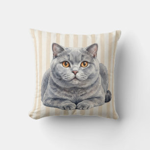 Decorativo Funda de cojín de gato British Shorthair con acuar