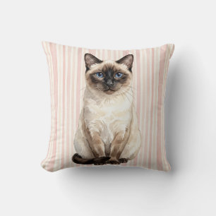 Decorativo Funda de cojín de gato siamés acuarela