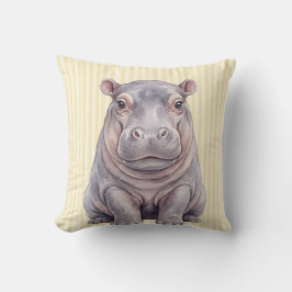 Decorativo Funda de cojín de hipopótamo bebé acuarela
