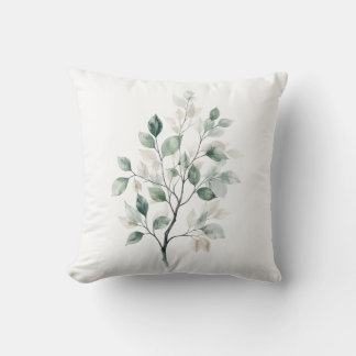 Decorativo Funda de cojín de hoja verde elegante de salvia