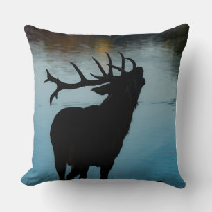 Decorativo Funda de cojín de la silueta de ciervo azul – Natu