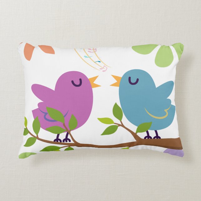 Decorativo Funda de cojín de pájaros cantores lindos (Anverso)