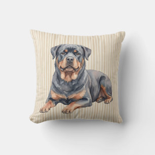 Decorativo Funda de cojín de perro Rottweiler acuarela