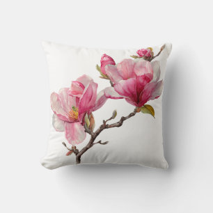 Decorativo Funda de cojín de rama de magnolia minimalista,