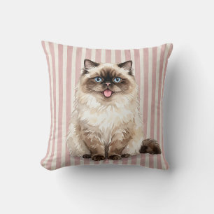 Decorativo Funda de cojín decorativa de gato Himalaya acuarel
