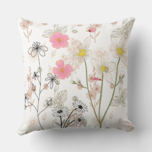 Decorativo Funda de cojín elegante de flores silvestres – Flo