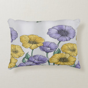 Decorativo Funda de cojín floral botánico – Mano amarilla y p