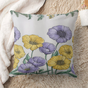 Decorativo Funda de cojín floral botánico – Mano en púrpura y