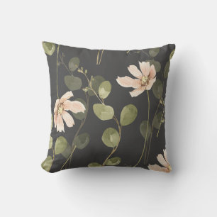 Decorativo Funda de cojín floral botánico oscuro