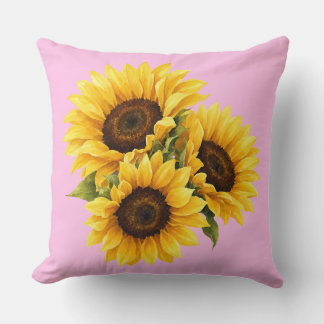 Decorativo Funda de cojín floral de girasol acuarela