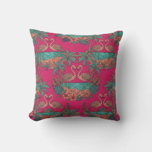 Decorativo Funda de cojín tropical de flamenco rosa
