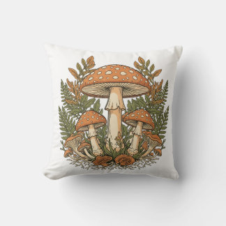 Decorativo Funda de cojín vintage de hongos, botánica para