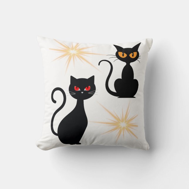 Decorativo Gatos negros retro con cojín de estallido/ (Anverso)