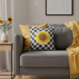 Decorativo Girasol en cojín de tirar a cuadros