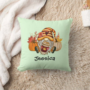 Decorativo Gnome de especias de calabaza de otoño con Cojín d