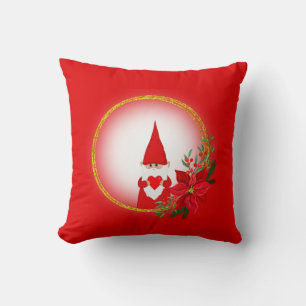 Decorativo Gnomo de Navidad en cojín rojo