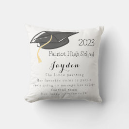 Decorativo Graduación Fun Facts Grad Cap Personalizado Cojín 