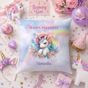 Decorativo Hermoso Cojín Cumpleaños Día Mágico Unicornio Niña