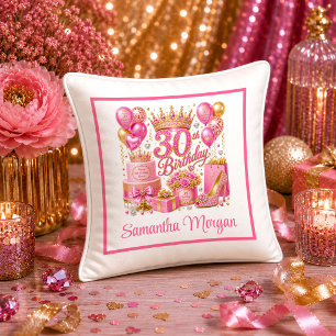 Decorativo Hermoso cojín de cumpleaños número 30 con brillo r