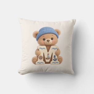 Decorativo Hermoso Cojín de Oso de Peluche Inicial M para Beb